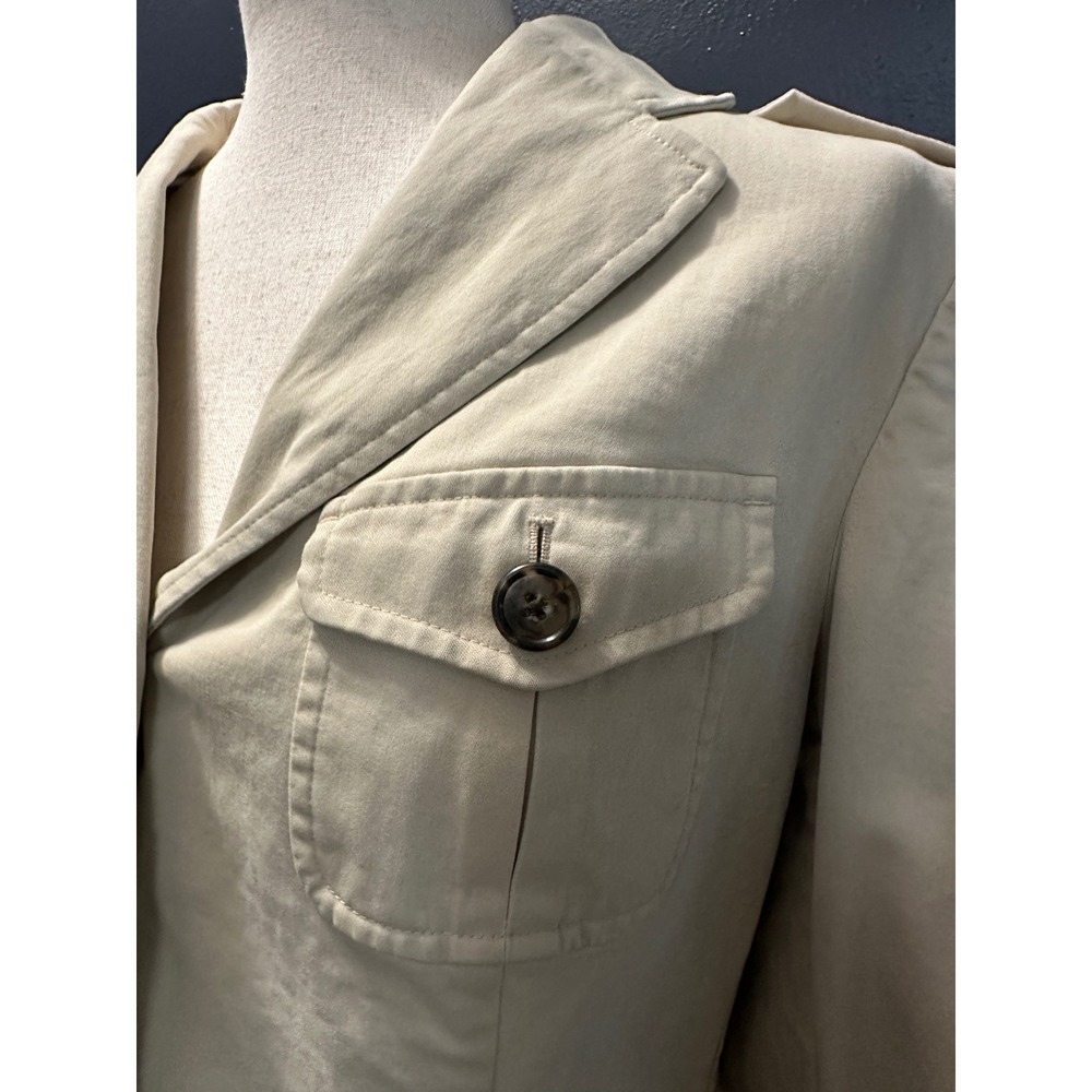 Talbots Safari Utility Jacket Womens 10P Beige Cotton‎ Stretch Military Blazer - Picture 10 of 16